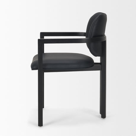 Carlisle Curved Back Black Leather Tripod Frame Dining Armchair by Mercana at Eve Furniture