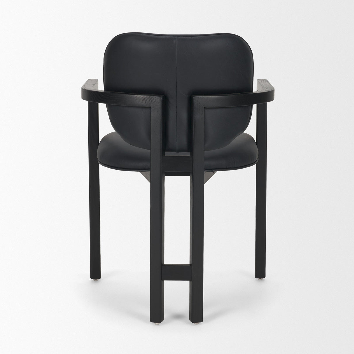 Carlisle Curved Back Black Leather Tripod Frame Dining Armchair by Mercana at Eve Furniture