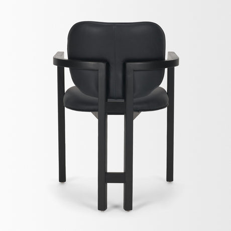 Carlisle Curved Back Black Leather Tripod Frame Dining Armchair by Mercana at Eve Furniture