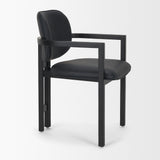 Carlisle Curved Back Black Leather Tripod Frame Dining Armchair by Mercana at Eve Furniture