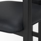 Carlisle Curved Back Black Leather Tripod Frame Dining Armchair by Mercana at Eve Furniture