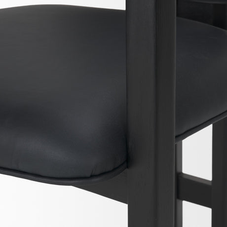 Carlisle Curved Back Black Leather Tripod Frame Dining Armchair by Mercana at Eve Furniture