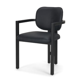 Carlisle Curved Back Black Leather Tripod Frame Dining Armchair by Mercana at Eve Furniture