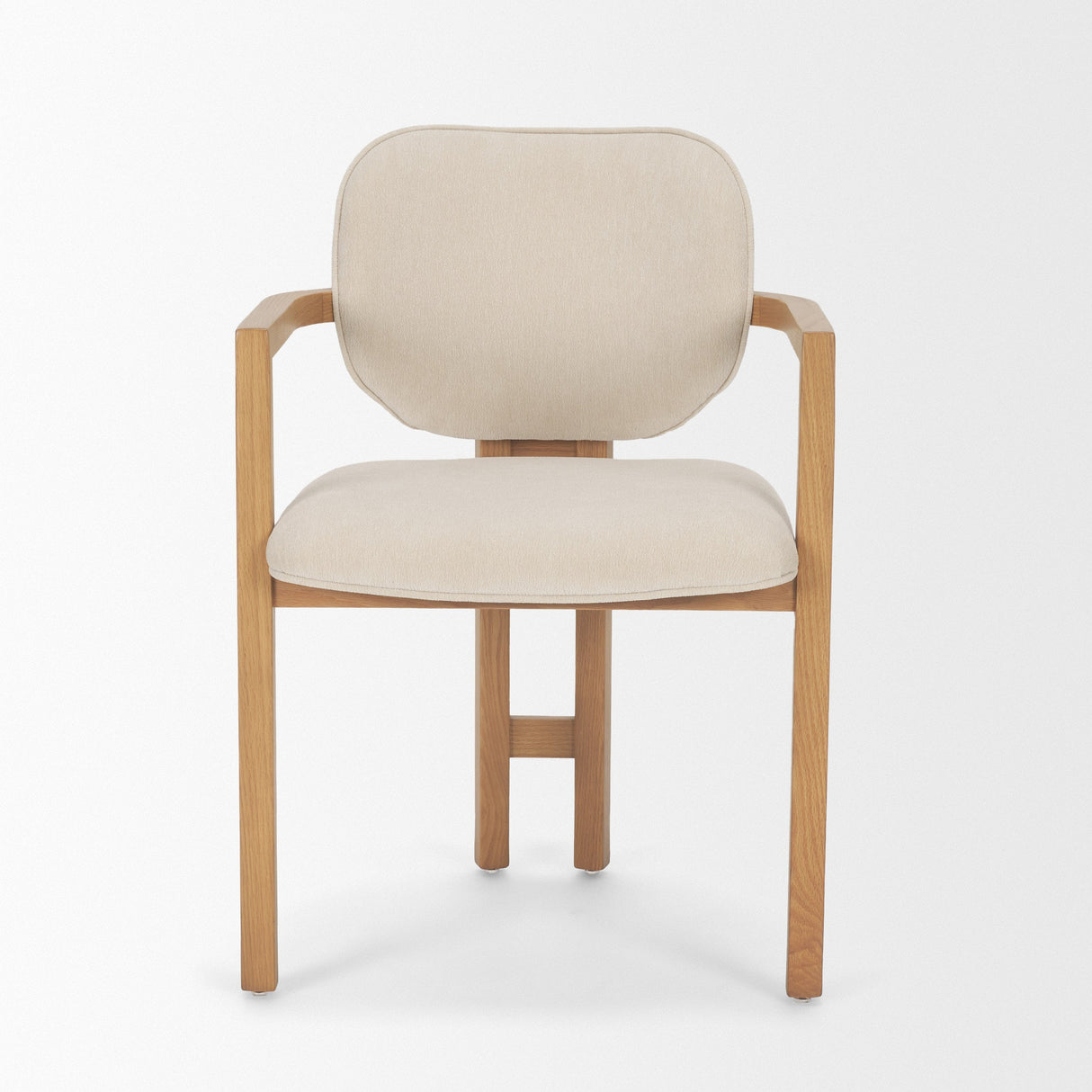 Carlisle Curved Back Cream Chenille Tripod Frame Dining Armchair by Mercana at Eve Furniture