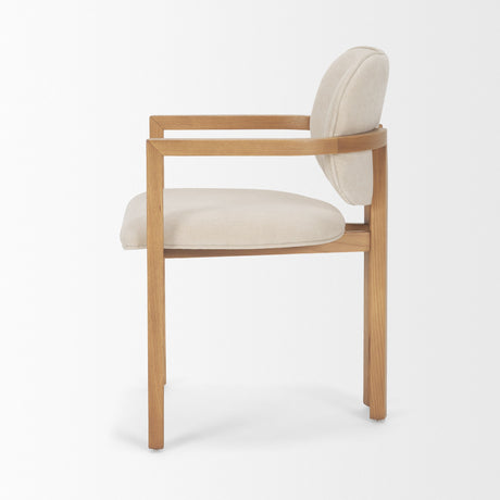 Carlisle Curved Back Cream Chenille Tripod Frame Dining Armchair by Mercana at Eve Furniture