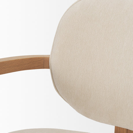 Carlisle Curved Back Cream Chenille Tripod Frame Dining Armchair by Mercana at Eve Furniture
