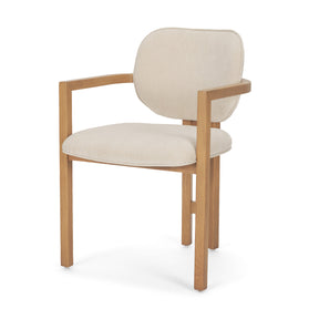 Carlisle Curved Back Cream Chenille Tripod Frame Dining Armchair by Mercana at Eve Furniture