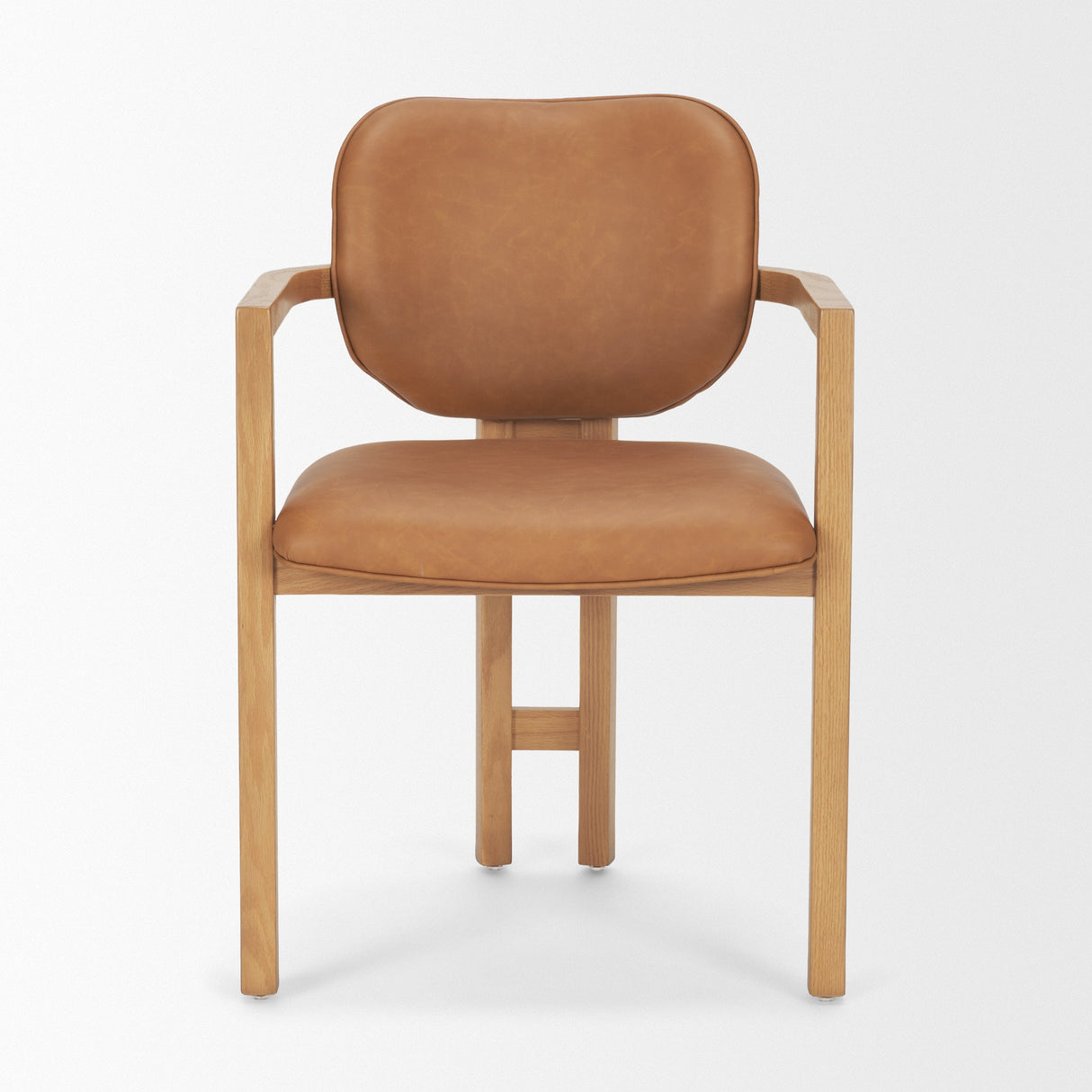Carlisle Curved Back Tan Leather Tripod Frame Dining Armchair by Mercana at Eve Furniture
