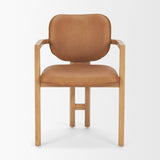 Carlisle Curved Back Tan Leather Tripod Frame Dining Armchair by Mercana at Eve Furniture