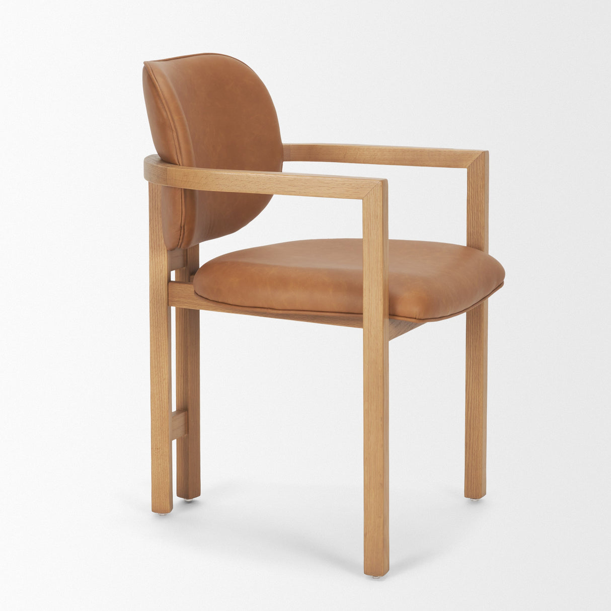 Carlisle Curved Back Tan Leather Tripod Frame Dining Armchair by Mercana at Eve Furniture