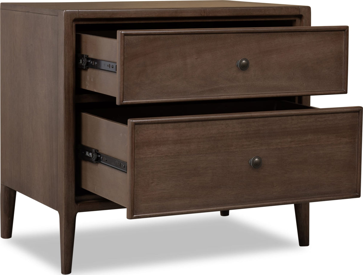 Carlisle Pecan Pie Two Drawer Nightstand w/CM by Modus Furniture at Eve Furniture