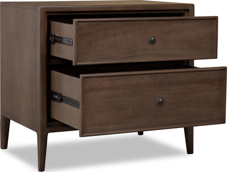 Carlisle Pecan Pie Two Drawer Nightstand w/CM by Modus Furniture at Eve Furniture