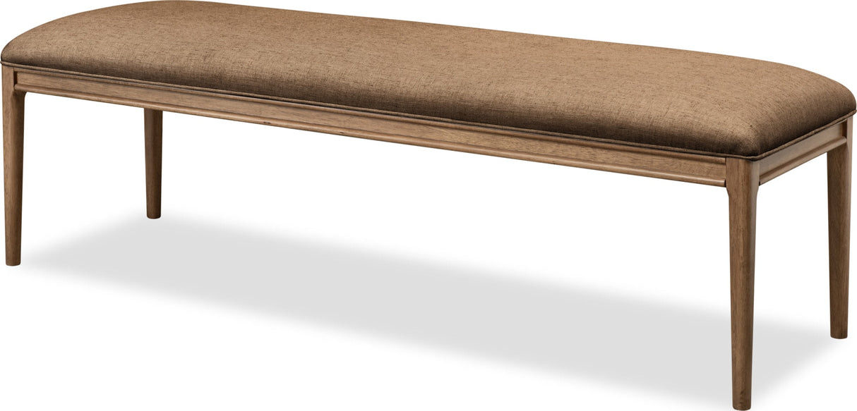 Carlisle Wheat Bread/Tofffee Crunch Upholstered Bench by Modus Furniture at Eve Furniture