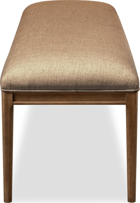 Carlisle Wheat Bread/Tofffee Crunch Upholstered Bench by Modus Furniture at Eve Furniture