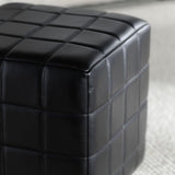 Carlo Black Leather Square Ottoman by Classic Home at Eve Furniture