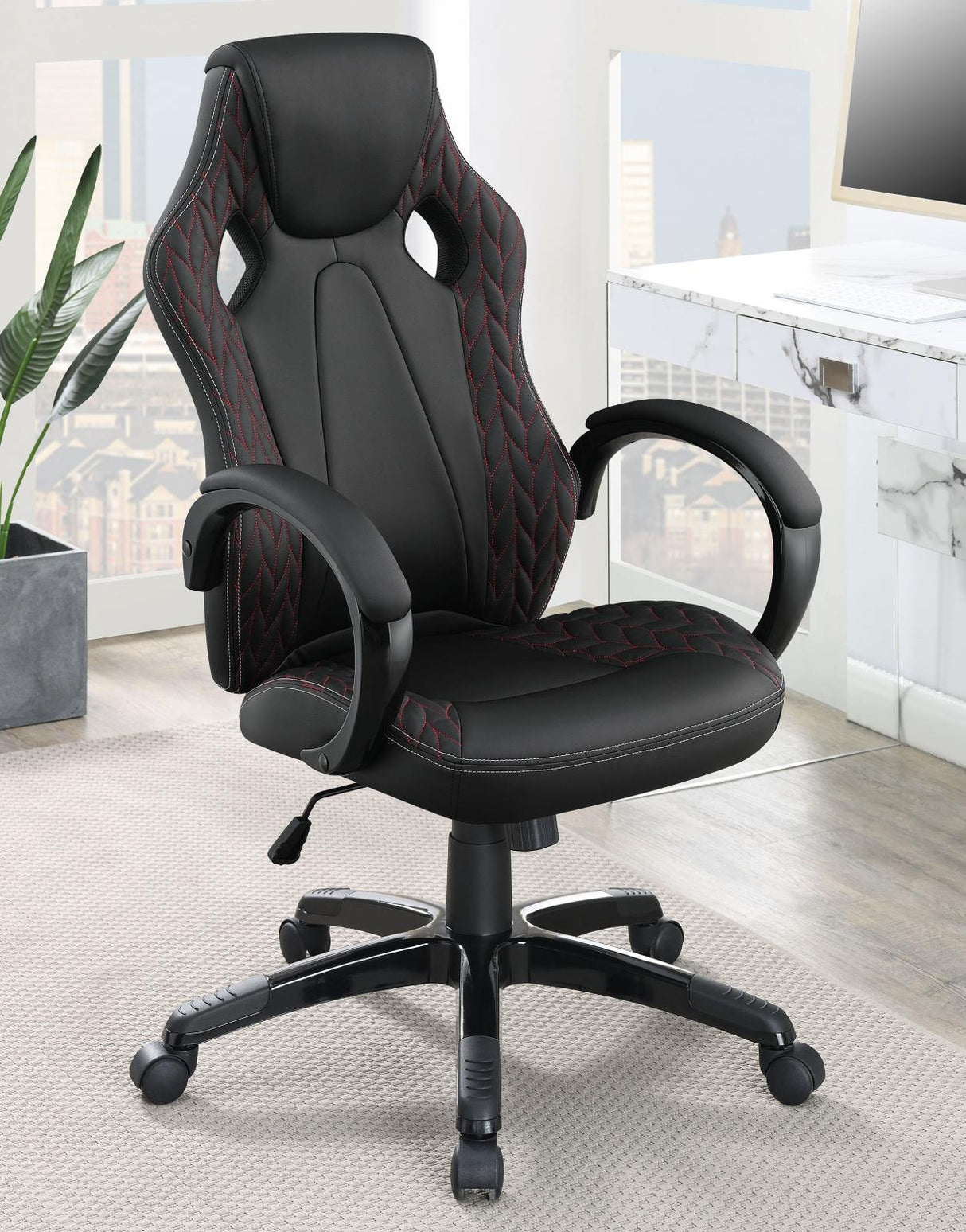 Carlos Black Arched Armrest Upholstered Office Chair