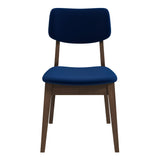 Carlos Blue Velvet Solid Back Side Chair (Set Of 2) by Ashcroft Furniture at Eve Furniture