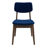 Carlos Blue Velvet Solid Back Side Chair (Set Of 2) by Ashcroft Imports at Eve Furniture
