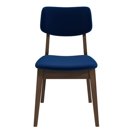 Carlos Blue Velvet Solid Back Side Chair (Set Of 2) by Ashcroft Imports at Eve Furniture