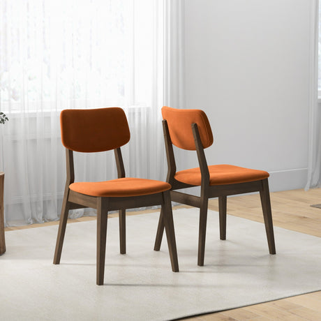Carlos Burnt Orange Velvet Solid Back Side Chair (Set Of 2) by Ashcroft Furniture at Eve Furniture