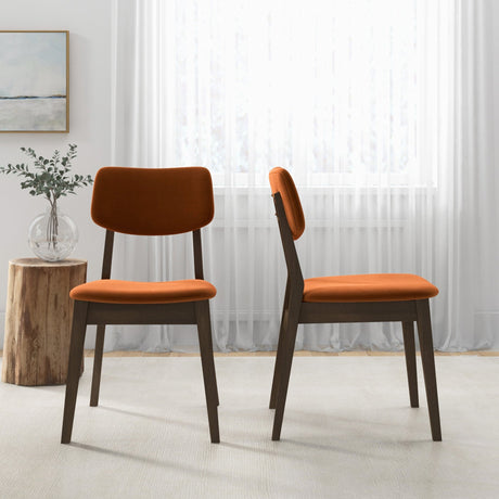 Carlos Burnt Orange Velvet Solid Back Side Chair (Set Of 2) by Ashcroft Furniture at Eve Furniture