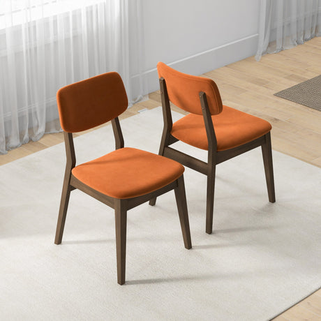 Carlos Burnt Orange Velvet Solid Back Side Chair (Set Of 2) by Ashcroft Furniture at Eve Furniture