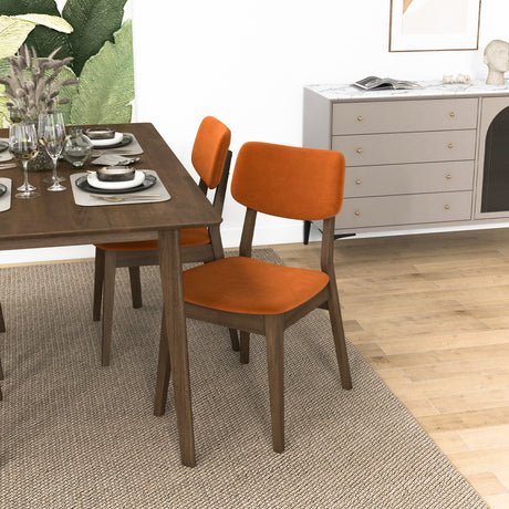 Carlos Burnt Orange Velvet Solid Back Side Chair (Set Of 2) by Ashcroft Furniture at Eve Furniture