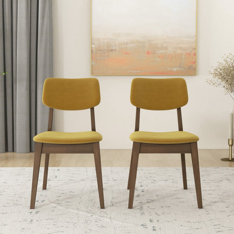 Carlos Dark Yellow Velvet Solid Back Side Chair (Set Of 2) by Ashcroft Furniture at Eve Furniture