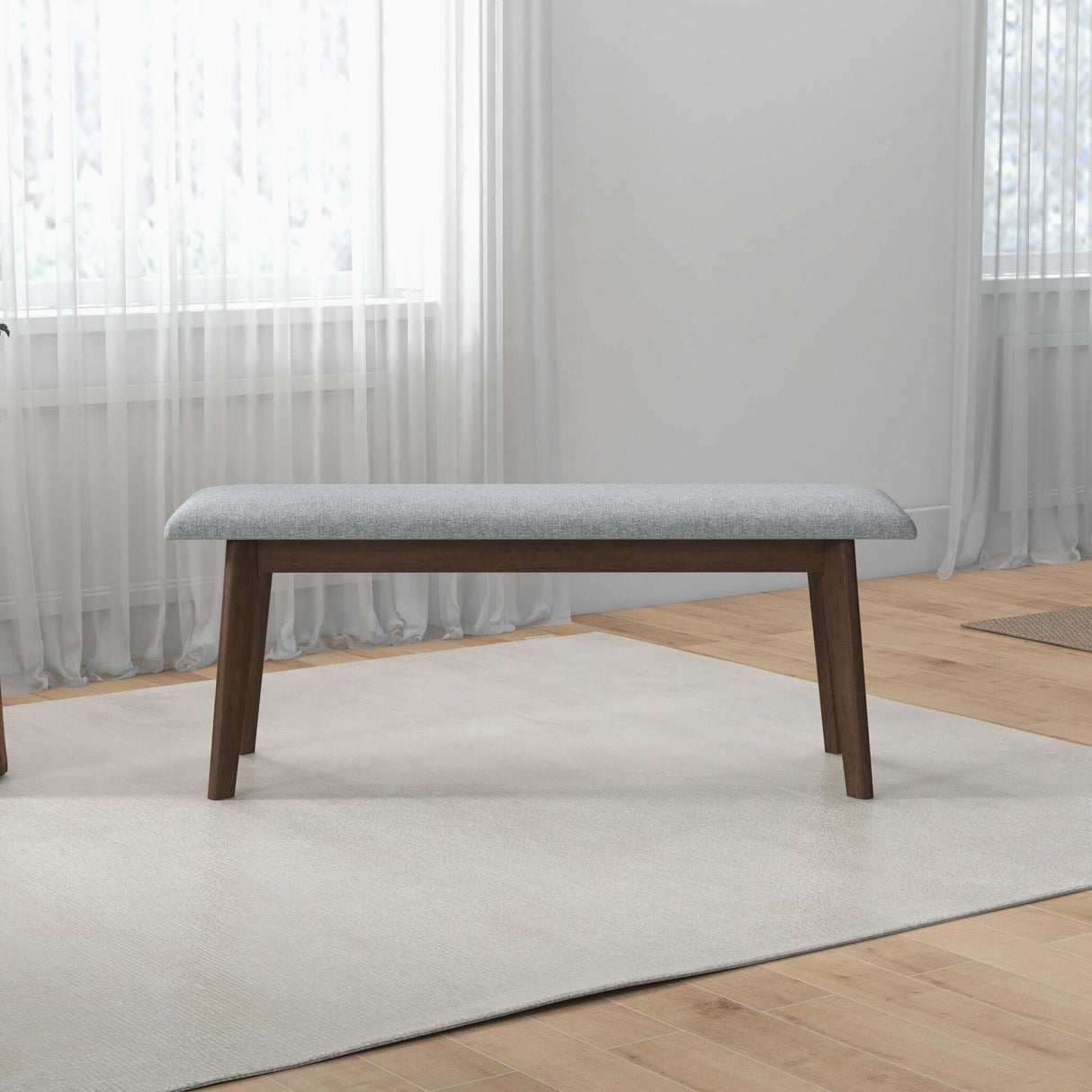 Carlos Fabric Upholstered Solid Wood Bench 47" by Ashcroft Furniture at Eve Furniture