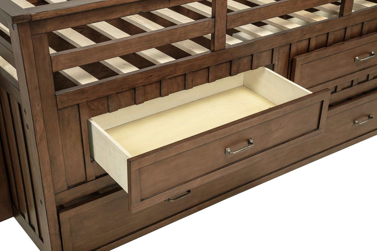 Carlsbad Medium Brown Wood Twin Captains Bed With Trundle by Coaster at Eve Furniture