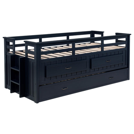 Carlsbad Navy Blue Wood Twin Captains Bed With Trundle by Coaster at Eve Furniture