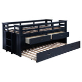 Carlsbad Navy Blue Wood Twin Captains Bed With Trundle by Coaster at Eve Furniture
