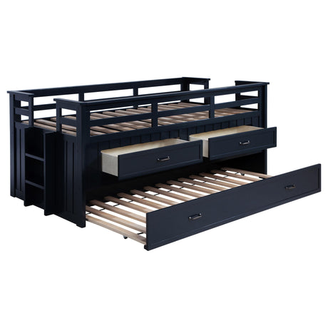 Carlsbad Navy Blue Wood Twin Captains Bed With Trundle by Coaster at Eve Furniture