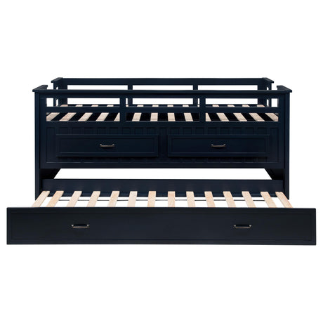 Carlsbad Navy Blue Wood Twin Captains Bed With Trundle by Coaster at Eve Furniture