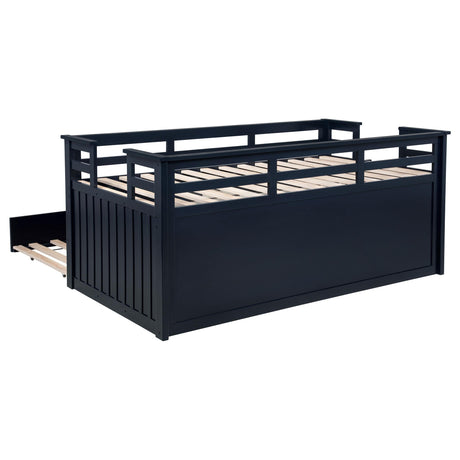 Carlsbad Navy Blue Wood Twin Captains Bed With Trundle by Coaster at Eve Furniture