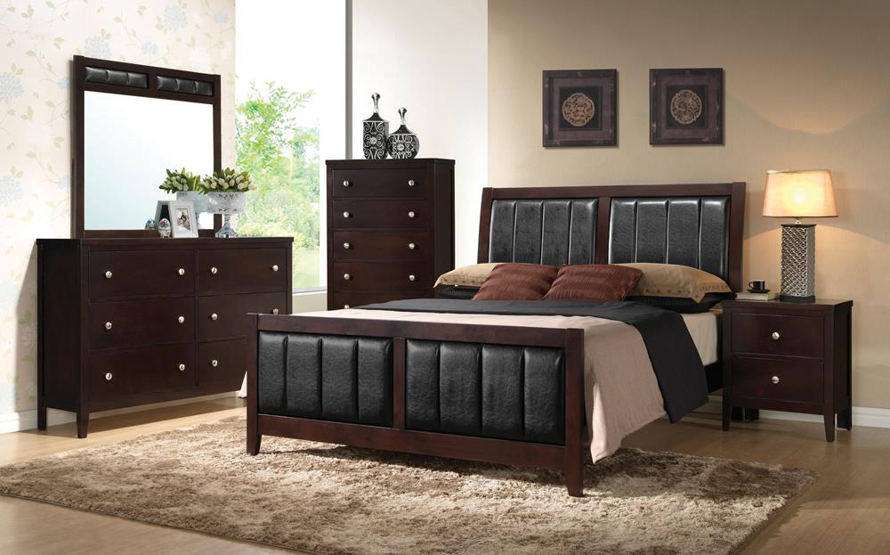 Carlton Cappuccino/Black 4-Piece Full Upholstered Bedroom Set