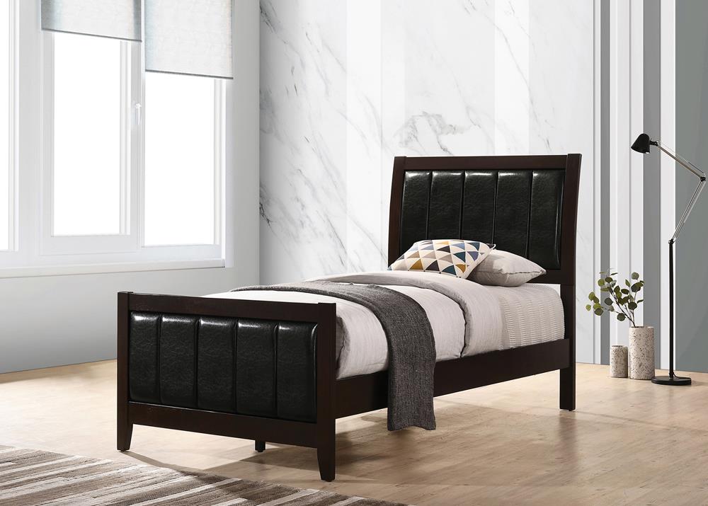 Carlton Cappuccino/Black 4-Piece Twin Upholstered Bedroom Set