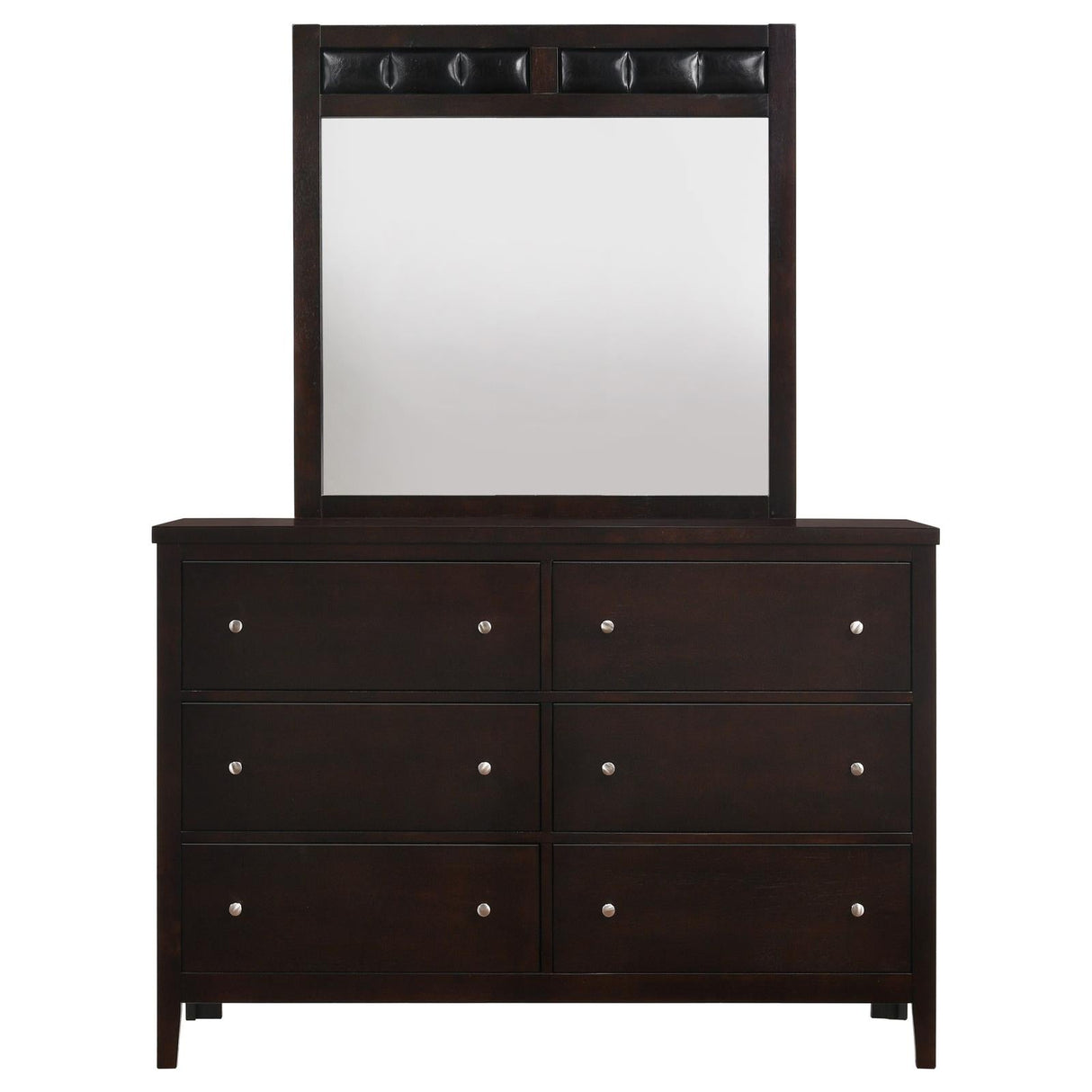 Carlton 6-drawer Rectangular Dresser with Mirror Cappuccino