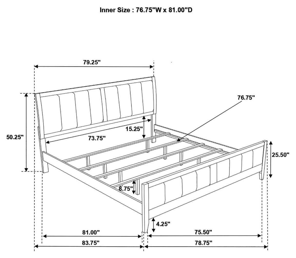 Carlton Cappuccino 4-Piece Eastern King Bedroom Set with Upholstered Headboard