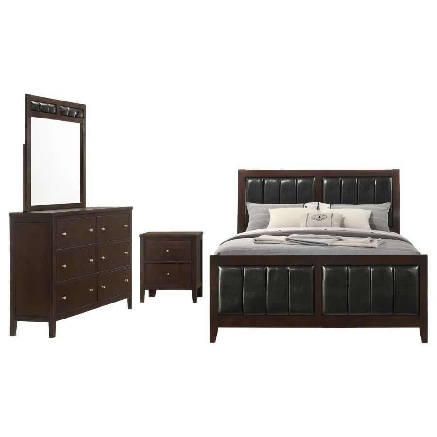 Carlton Cappuccino 4-Piece Queen Bedroom Set with Upholstered Headboard by Coaster at Eve Furniture