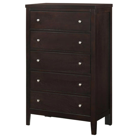 Carlton Cappuccino 5-Drawer Rectangular Chest by Coaster at Eve Furniture
