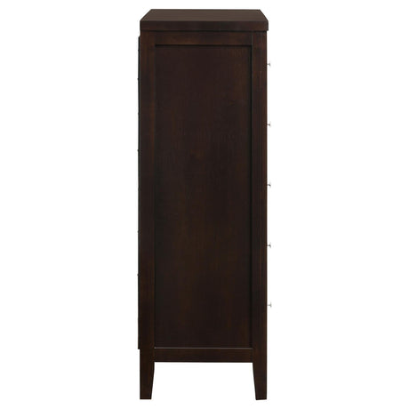 Carlton Cappuccino 5-Drawer Rectangular Chest by Coaster at Eve Furniture
