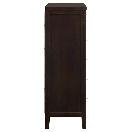 Carlton Cappuccino 5-Drawer Rectangular Chest by Coaster at Eve Furniture