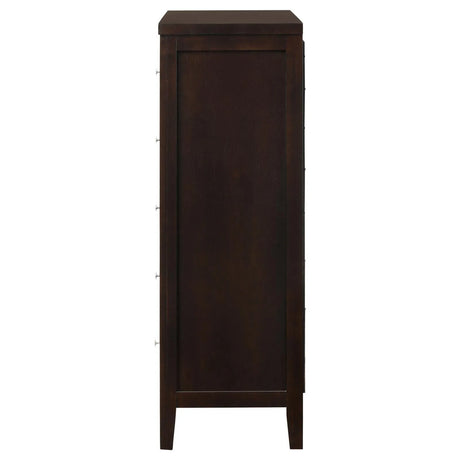 Carlton Cappuccino 5-Drawer Rectangular Chest by Coaster at Eve Furniture