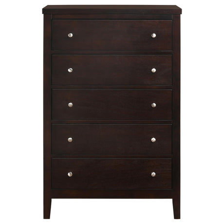 Carlton Cappuccino 5-Drawer Rectangular Chest by Coaster at Eve Furniture