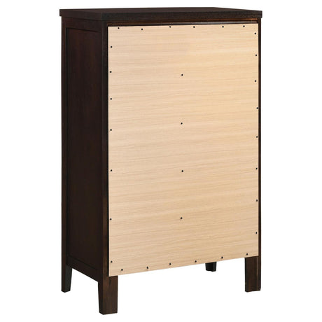 Carlton Cappuccino 5-Drawer Rectangular Chest by Coaster at Eve Furniture