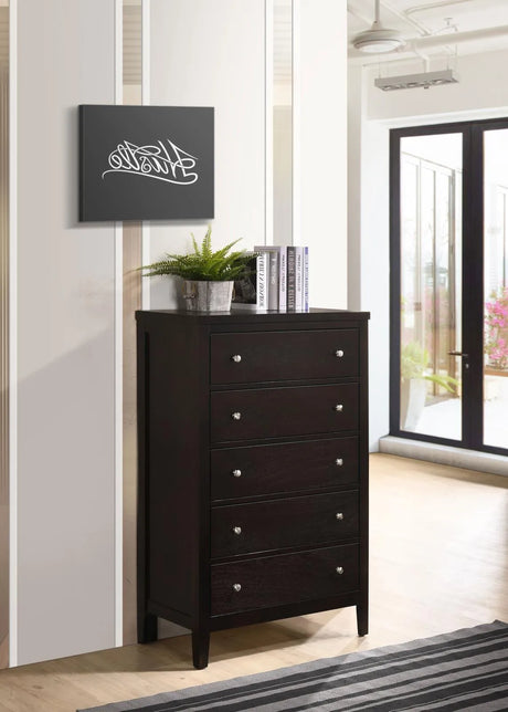 Carlton Cappuccino 5-Drawer Rectangular Chest by Coaster at Eve Furniture
