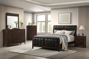 Carlton Cappuccino 5-Piece Eastern King Bedroom Set with Upholstered Headboard by Coaster at Eve Furniture