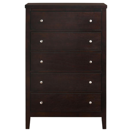 Carlton Cappuccino 5-Piece Queen Bedroom Set with Upholstered Headboard by Coaster at Eve Furniture