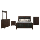 Carlton Cappuccino 5-Piece Queen Bedroom Set with Upholstered Headboard by Coaster at Eve Furniture